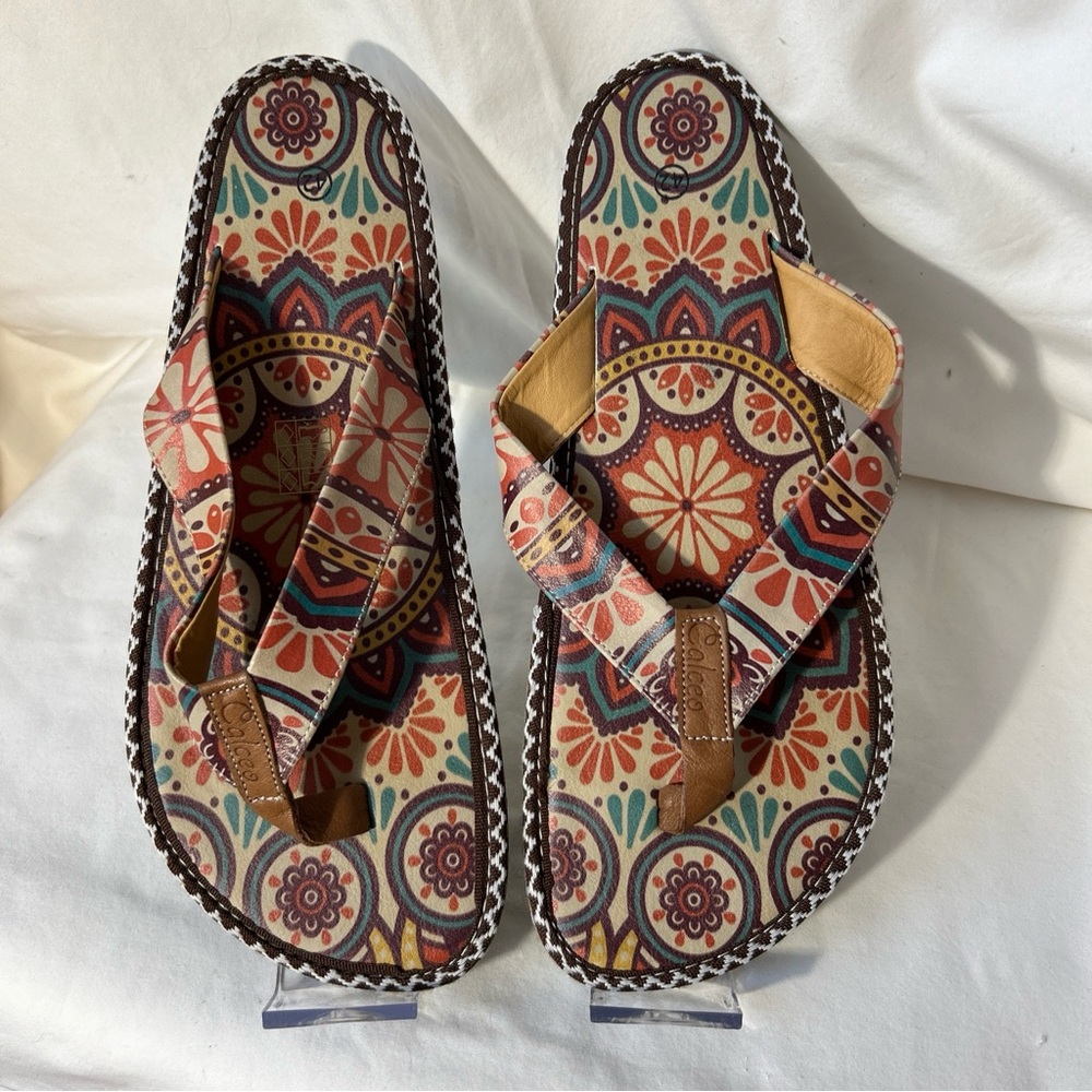 Calceo Women’s Colorful flip Flops made in Turkey size 42EU-11US-NEW